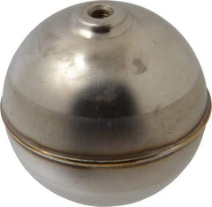 Made in USA - 2" Diam, Spherical, Internal Connection, Metal Float - 10-32 Thread, Stainless Steel, 1,000 Max psi, 22 Gauge - All Tool & Supply