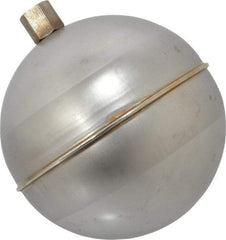 Made in USA - 4" Diam, Spherical, Hex Spud Connection, Metal Float - 1/4-20 Thread, Stainless Steel, 900 Max psi, 19 Gauge - All Tool & Supply