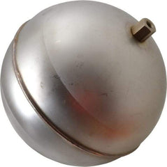 Made in USA - 6" Diam, Spherical, Hex Spud Connection, Metal Float - 1/4-20 Thread, Stainless Steel, 800 Max psi, 18 Gauge - All Tool & Supply