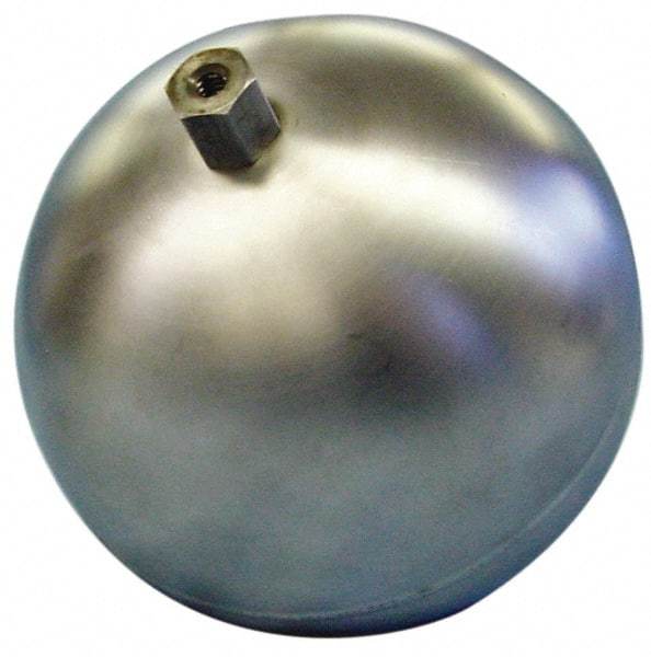 Made in USA - 12" Diam, Spherical, Hex Spud Connection, Metal Float - 1/2" Straight Thread, Stainless Steel, 350 Max psi, 18 Gauge - All Tool & Supply