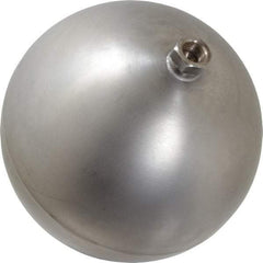 Made in USA - 8" Diam, Spherical, Hex Spud Connection, Metal Float - 3/8" Straight Thread, Stainless Steel, 450 Max psi, 21 Gauge - All Tool & Supply