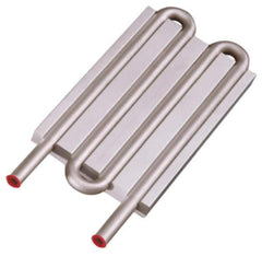 Lytron - 6" Long x 3-1/2" High, Straight Connection Stainless Steel Tube Cold Plate - 3/8 OD Tube, 4-Pass Fluid Path, Deionized Water or Corrosive Fluids Cooling, 1/2" Thick - All Tool & Supply