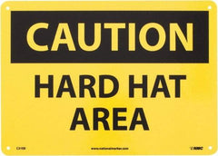 NMC - "Caution - Hard Hat Area", 10" Long x 14" Wide, Fiberglass Safety Sign - Rectangle, 0.095" Thick, Use for Accident Prevention - All Tool & Supply