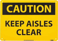 NMC - "Caution - Keep Aisles Clear", 10" Long x 14" Wide, Aluminum Safety Sign - Rectangle, 0.04" Thick, Use for Accident Prevention - All Tool & Supply