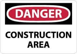 NMC - "Danger - Construction Area", 10" Long x 14" Wide, Fiberglass Safety Sign - Rectangle, 0.095" Thick, Use for Security & Admittance - All Tool & Supply