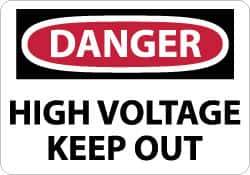 NMC - "Danger - High Voltage - Keep Out", 10" Long x 14" Wide, Fiberglass Safety Sign - Rectangle, 0.095" Thick, Use for Accident Prevention - All Tool & Supply