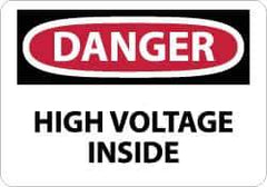 NMC - "Danger - High Voltage Inside", 10" Long x 14" Wide, Fiberglass Safety Sign - Rectangle, 0.095" Thick, Use for Accident Prevention - All Tool & Supply