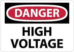 NMC - "Danger - High Voltage", 10" Long x 14" Wide, Fiberglass Safety Sign - Rectangle, 0.095" Thick, Use for Accident Prevention - All Tool & Supply