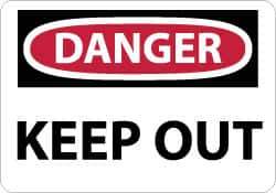 NMC - "Danger - Keep Out", 10" Long x 14" Wide, Fiberglass Safety Sign - Rectangle, 0.095" Thick, Use for Accident Prevention - All Tool & Supply