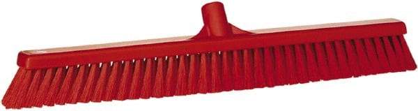 Vikan - 24" Fine Particle Synthetic Push Broom - 2" Bristle Length, Plastic Block, European Threaded Handle Connection - All Tool & Supply