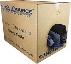 PRO-SOURCE - Reclaimed Rags - Assorted Colors, Denim, Low Lint, 50 Lbs. at 2 to 4 per Pound, Box - All Tool & Supply