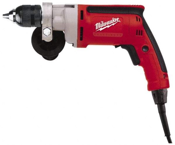 Milwaukee Tool - 3/8" Keyless Chuck, 1,200 RPM, Pistol Grip Handle Electric Drill - 7 Amps, 120 Volts, Reversible, Includes 3/8" Magnum Drill & Side Handle - All Tool & Supply