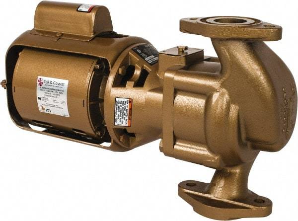 Bell & Gossett - 1/6 hp, 15-3/8" Long, 1 Phase, Bronze Housing, Phenolic Impeller, Inline Circulator Pump - 115 Volt, 60 Hz, 8-1/2" Flange Width, Bell & Gossett Part No. 102213, 125 Max psi, ODP Motor - All Tool & Supply