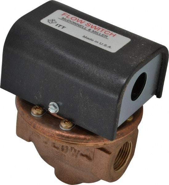 McDonnell & Miller - 100 psi, Brass Housing, High Sensitivity Flow Switch - 0.12 Flow Set Point, 0.12 to 2.5 GPM - All Tool & Supply