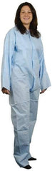 PRO-SAFE - Size 4XL Polypropylene General Purpose Coveralls - Blue, Zipper Closure, Elastic Cuffs, Elastic Ankles, Serged Seams, ISO Class 7 - All Tool & Supply