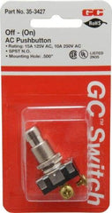 GC/Waldom - 1/2 Inch Mount Hole, Pushbutton Switch Only - Round, Chrome Pushbutton, Nonilluminated, Momentary (MO), Off-On - All Tool & Supply