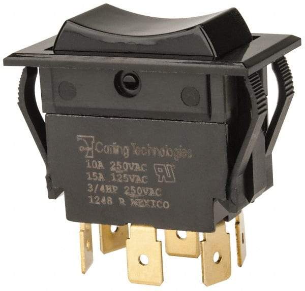 GC/Waldom - DPDT, Momentary (MO), On-Off-On Sequence, Appliance Rocket Switch - 15 Amps at 125 Volts, 10 Amps at 250 Volts, 3/4 hp at 125/250 VAC, Quick Connect, Panel Mount - All Tool & Supply