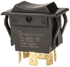 GC/Waldom - DPDT, Momentary (MO), On-Off-On Sequence, Appliance Rocket Switch - 15 Amps at 125 Volts, 10 Amps at 250 Volts, 3/4 hp at 125/250 VAC, Quick Connect, Panel Mount - All Tool & Supply