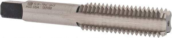 Union Butterfield - 5/8-11 UNC 2B/3B 4 Flute Bright Finish High Speed Steel Straight Flute Standard Hand Tap - Bottoming, Right Hand Thread, 3-13/16" OAL, 1-13/16" Thread Length, H3 Limit, Oversize - All Tool & Supply