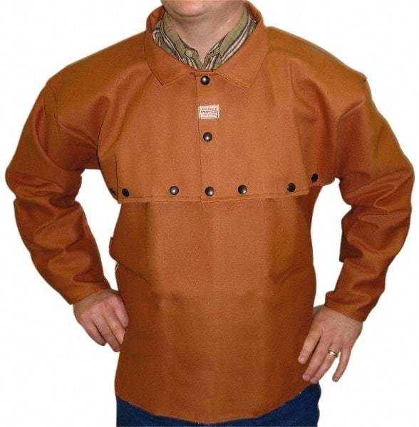 Stanco Safety Products - Size M, 38-40" Chest, 20" Long, Flame Resistant, Cape Sleeves & Bib - Cotton, 12 oz, Russet - All Tool & Supply