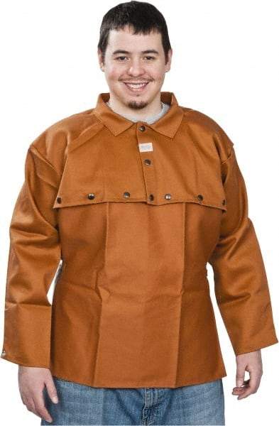 Stanco Safety Products - Size XL, 46-48" Chest, 20" Long, Flame Resistant, Cape Sleeves & Bib - Cotton, 12 oz, Russet - All Tool & Supply