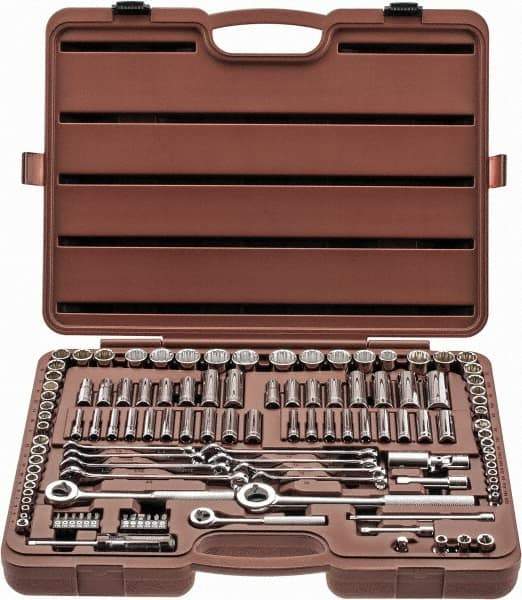 Paramount - 116 Piece 1/4, 3/8 & 1/2" Drive Standard Deep Socket Set - 6, 8 & 12 Points, 5/32 to 1/2", 4 to 13mm, Inch/Metric Measurement Standard - All Tool & Supply