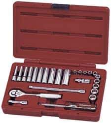 Paramount - 25 Piece 1/4" Drive Deep Well Socket Set - 12 Points, 3/16" to 9/16" Range, Inch Measurement Standard - All Tool & Supply