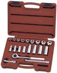 Paramount - 20 Piece 3/8" Drive Deep Well Socket Set - 6 Points, 3/8" to 7/8" Range, Inch Measurement Standard - All Tool & Supply