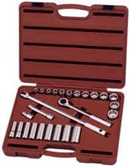 Paramount - 26 Piece 1/2" Drive Deep Well Socket Set - 6, 12 Points, 7/16" to 1" Range, Inch Measurement Standard - All Tool & Supply