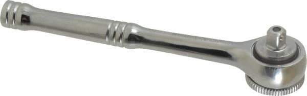 Paramount - 1/4" Drive Round Head Quick-Release Ratchet - Chrome Finish, 5-3/4" OAL, 45 Gear Teeth, Full Polished Knurled Handle - All Tool & Supply