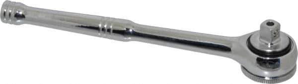 Paramount - 3/8" Drive Round Head Quick-Release Ratchet - Chrome Finish, 7-29/32" OAL, 45 Gear Teeth, Full Polished Knurled Handle - All Tool & Supply