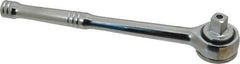 Paramount - 1/2" Drive Round Head Quick-Release Ratchet - Chrome Finish, 10-3/32" OAL, 45 Gear Teeth, Full Polished Knurled Handle - All Tool & Supply