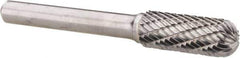 Atrax - 3/8" Cut Diam, 1/4" Shank Diam, Cylinder with Radius Head Double Cut Burr - Radius End, 1" LOC, 2-1/4" OAL - All Tool & Supply