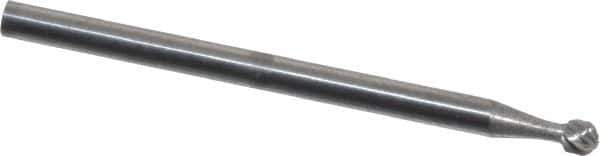 Atrax - 3/32" Cut Diam, 3/32" Shank Diam, Ball Head Single Cut Burr - Carbide, 3/32" LOC, 1-1/4" OAL - All Tool & Supply