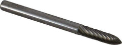 Atrax - 1/8" Cut Diam, 1/8" Shank Diam, Tree Head Single Cut Burr - Carbide, Point End, 1/2" LOC, 1-1/2" OAL - All Tool & Supply