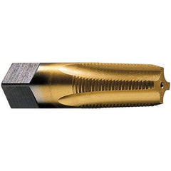 Vermont Tap & Die - 3/4-14 NPT Thread, 5 Flute Standard Pipe Tap - 3-1/4" OAL, 1-3/8" Thread Length, 29/32" Shank Diam, TiN Finish, High Speed Steel - Exact Industrial Supply