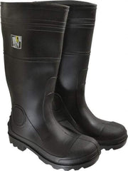 MCR Safety - Men's Size 6 Medium Width Plain Knee Boot - Black, PVC Upper, 16" High, Non-Slip, Waterproof - All Tool & Supply