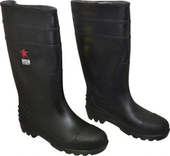 MCR Safety - Men's Size 7 Medium Width Plain Knee Boot - Black, PVC Upper, 16" High, Non-Slip, Waterproof - All Tool & Supply