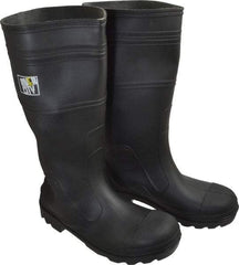 MCR Safety - Men's Size 8 Medium Width Plain Knee Boot - Black, PVC Upper, 16" High, Non-Slip, Waterproof - All Tool & Supply