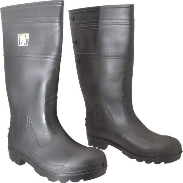 MCR Safety - Men's Size 9 Medium Width Plain Knee Boot - Black, PVC Upper, 16" High, Non-Slip, Waterproof - All Tool & Supply