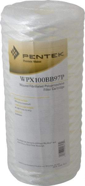 Pentair - 4-1/2" OD, 100µ, Fibrillated Polypropylene String-Wound Cartridge Filter - 9-7/8" Long, Reduces Sediments - All Tool & Supply