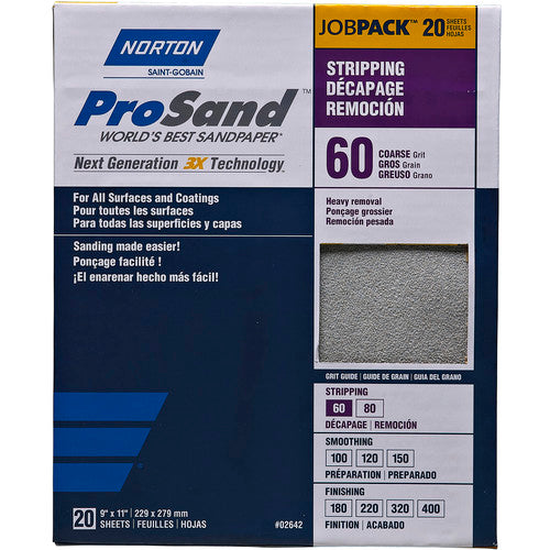 9 × 11″ ProSand Paper Sheet P60 Grit A259PS Aluminum Oxide