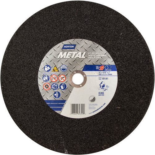 14″ × 7/64″ × 1″ Metal Chopsaw Cut-Off Wheel Type 01 Straight 36 Grit Aluminum Oxide - All Tool & Supply