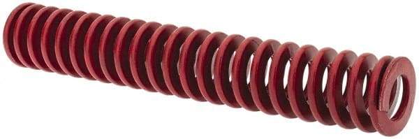 Associated Spring Raymond - 1" Hole Diam, 1/2" Rod Diam, 6" Free Length, Red Die Spring - 266.4 Lb Max Deflection, 2.22" Max Deflection, Medium Heavy Duty, Chromium Alloy Steel - All Tool & Supply