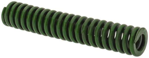 Associated Spring Raymond - 3/8" Hole Diam, 3/16" Rod Diam, 2" Free Length, Green Die Spring - 45 Lb Max Deflection, 0.5" Max Deflection, Extra Heavy Duty, Chromium Alloy Steel - All Tool & Supply