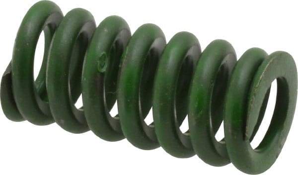 Associated Spring Raymond - 1/2" Hole Diam, 9/32" Rod Diam, 1" Free Length, Green Die Spring - 80 Lb Max Deflection, 0.25" Max Deflection, Extra Heavy Duty, Chromium Alloy Steel - All Tool & Supply