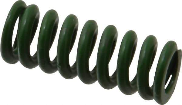 Associated Spring Raymond - 1/2" Hole Diam, 9/32" Rod Diam, 1-1/4" Free Length, Green Die Spring - 75 Lb Max Deflection, 0.31" Max Deflection, Extra Heavy Duty, Chromium Alloy Steel - All Tool & Supply