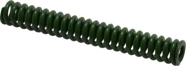 Associated Spring Raymond - 1/2" Hole Diam, 9/32" Rod Diam, 3-1/2" Free Length, Green Die Spring - 70 Lb Max Deflection, 0.88" Max Deflection, Extra Heavy Duty, Chromium Alloy Steel - All Tool & Supply