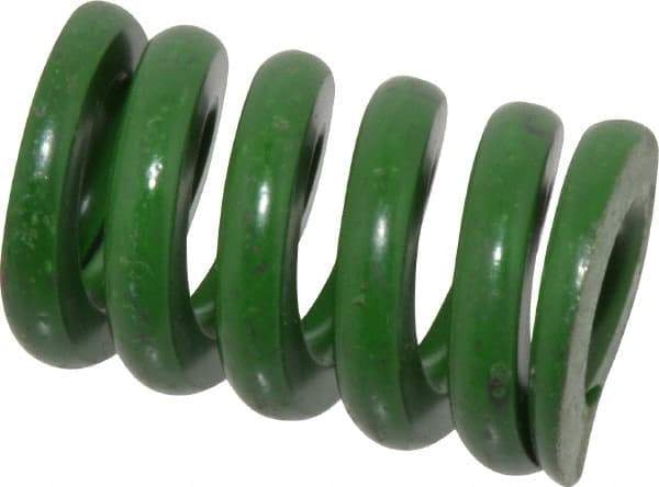 Associated Spring Raymond - 1" Hole Diam, 1/2" Rod Diam, 1-1/2" Free Length, Green Die Spring - 600 Lb Max Deflection, 0.38" Max Deflection, Extra Heavy Duty, Chromium Alloy Steel - All Tool & Supply