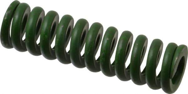 Associated Spring Raymond - 1" Hole Diam, 1/2" Rod Diam, 3-1/2" Free Length, Green Die Spring - 546 Lb Max Deflection, 0.88" Max Deflection, Extra Heavy Duty, Chromium Alloy Steel - All Tool & Supply